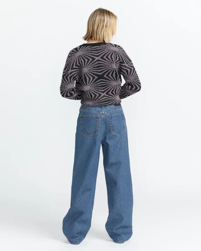 Stoned Boyfriend High Rise Jeans Indigo Ridge Wash Womens Volcom Bottoms