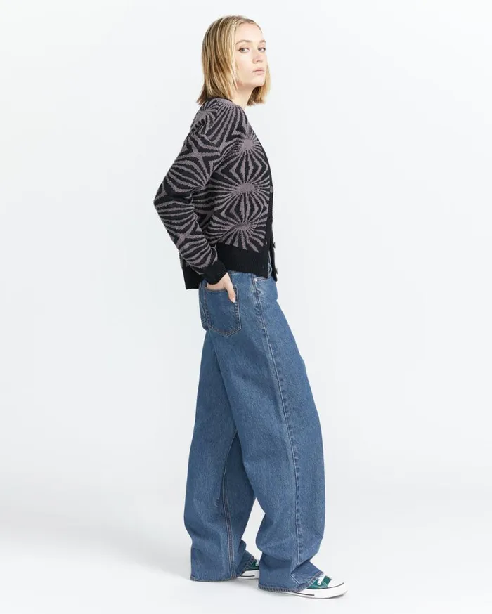 Stoned Boyfriend High Rise Jeans Indigo Ridge Wash Womens Volcom Bottoms
