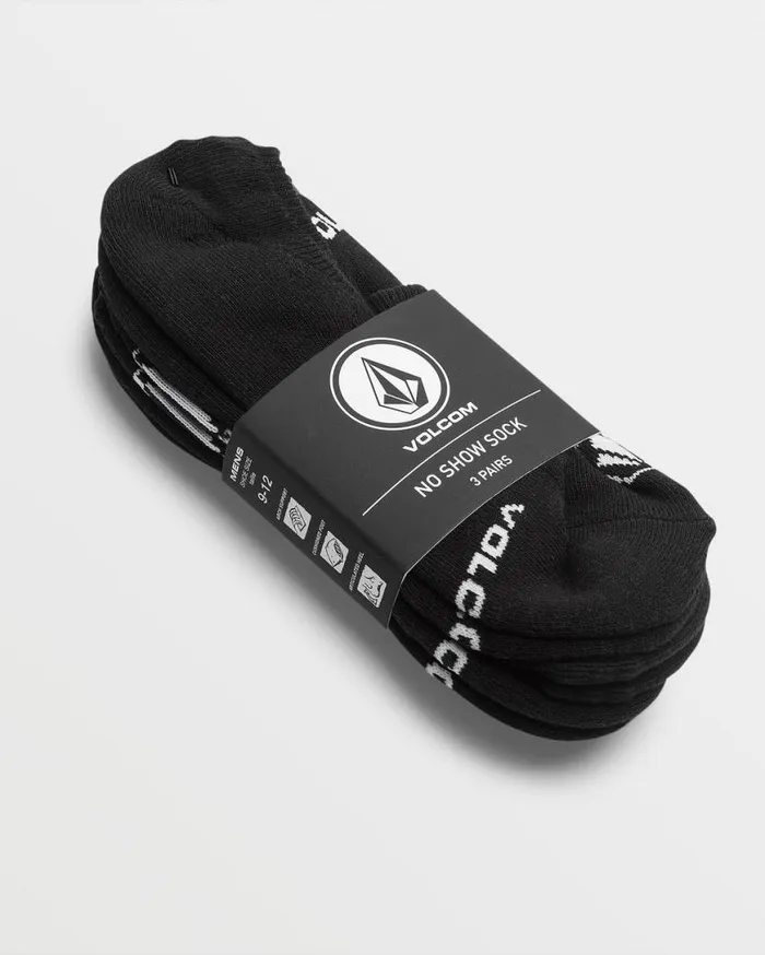 Stones No Show Sock 3 Pack 8211 Black Mens Volcom Socks