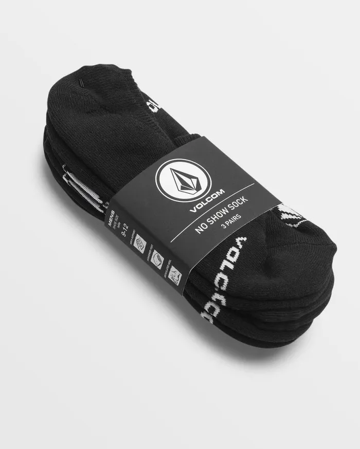 Stones No Show Sock 3 Pack 8211 Black Mens Volcom Socks