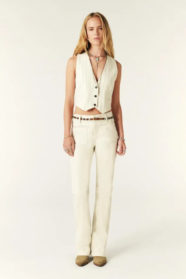 StraightLeg Jeans Ross OffWhite Women Baandsh Pants and Jeans