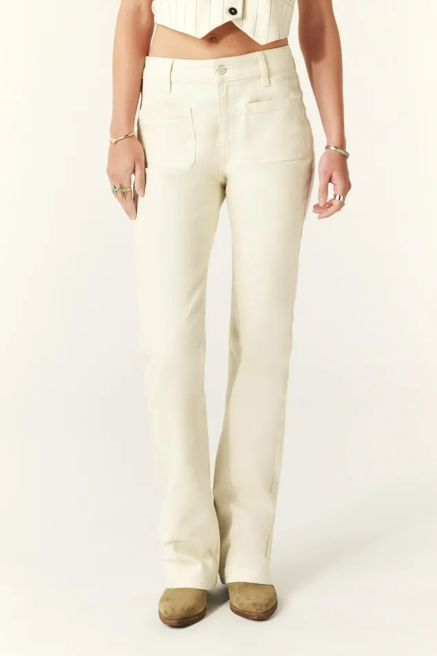 StraightLeg Jeans Ross OffWhite Women Baandsh Pants and Jeans