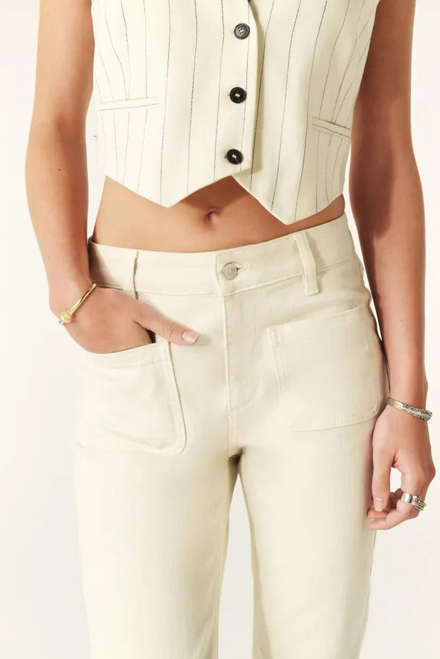 StraightLeg Jeans Ross OffWhite Women Baandsh Pants and Jeans