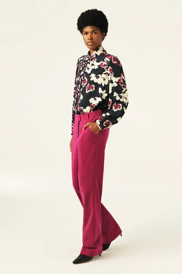 StraightLeg Velvet Pants Babilon Pink Women Baandsh Pants and Jeans