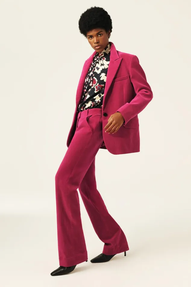 StraightLeg Velvet Pants Babilon Pink Women Baandsh Pants and Jeans