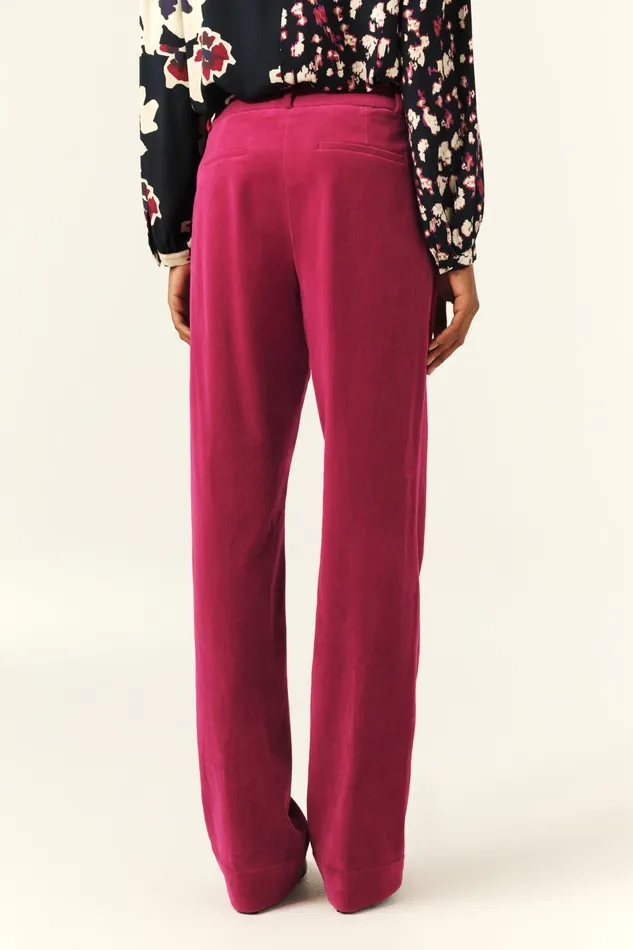 StraightLeg Velvet Pants Babilon Pink Women Baandsh Pants and Jeans