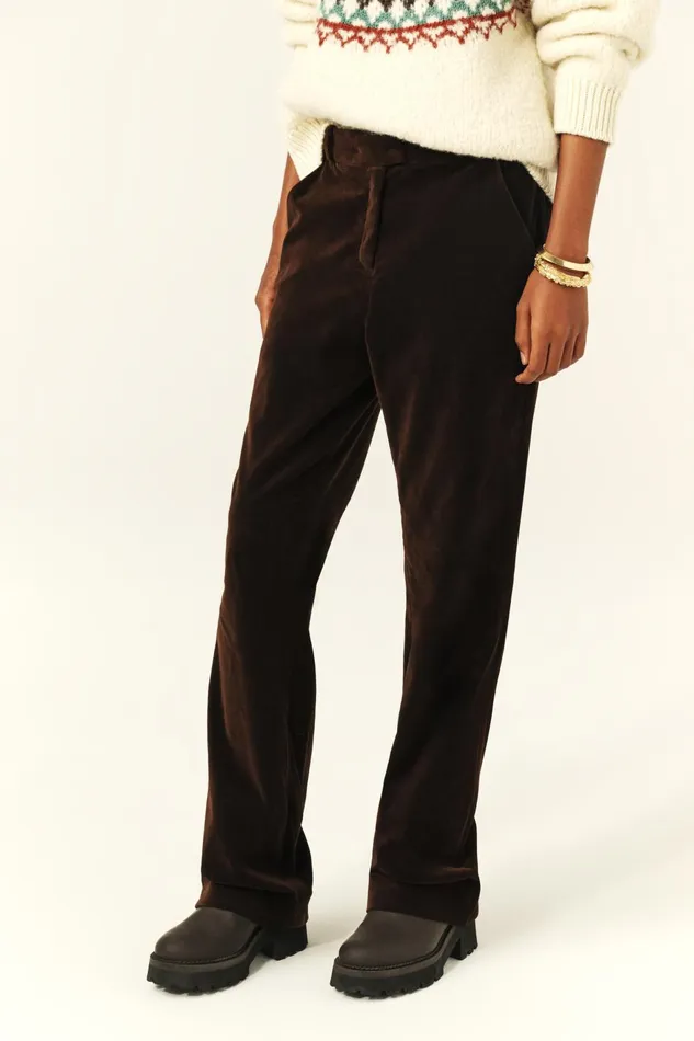 StraightLeg Velvet Pants Babilon Pink Women Baandsh Pants and Jeans