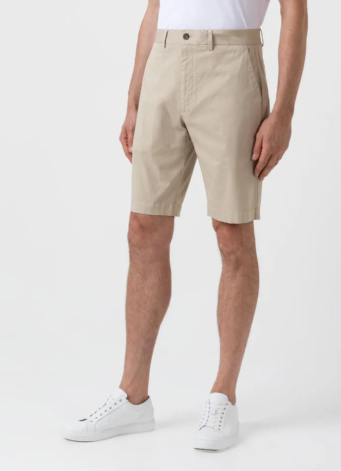Stretch Cotton Twill Chino Shorts Light Stone Men SUNSPEL Shorts