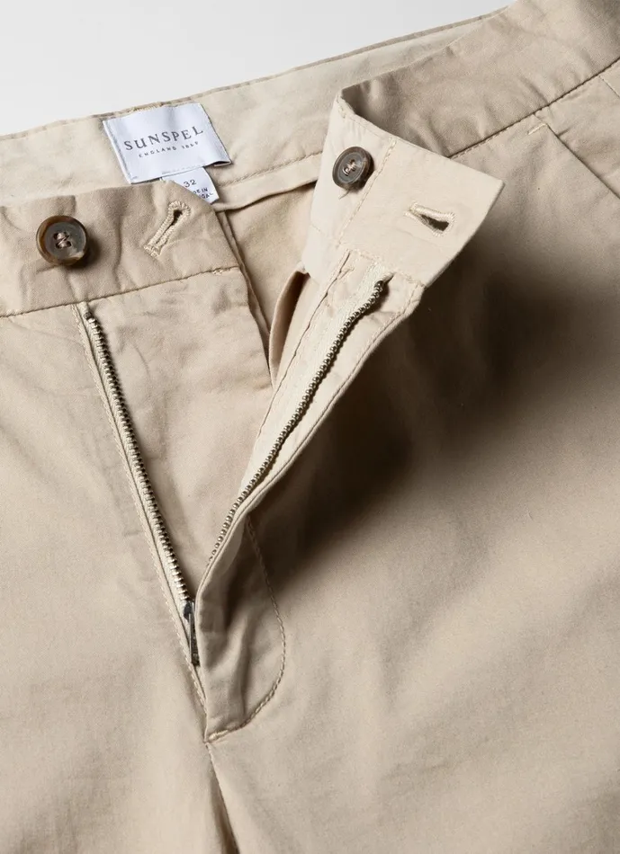 Stretch Cotton Twill Chino Shorts Light Stone Men SUNSPEL Shorts