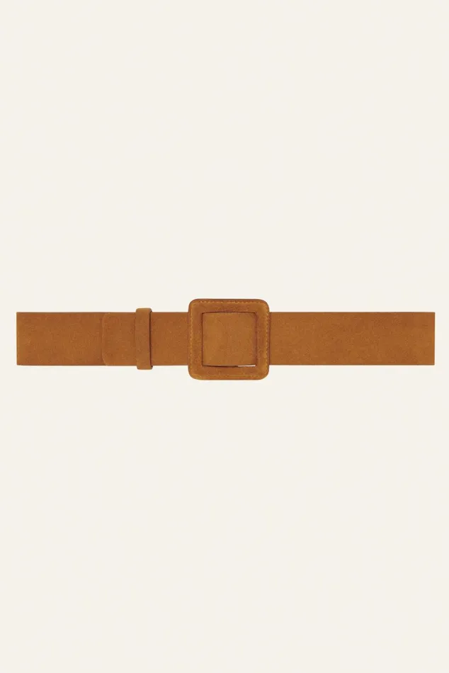 Suede Square Buckle Belt Betty Brown Women Baandsh Belts