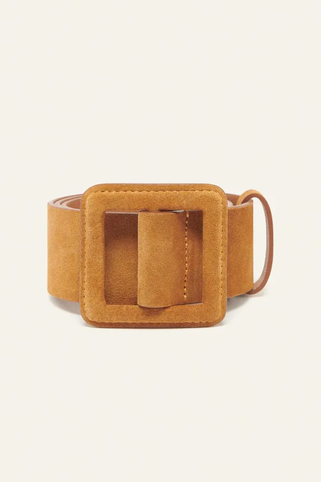 Suede Square Buckle Belt Betty Brown Women Baandsh Belts