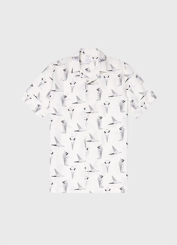 Sunspel X Matt Blease Camp Collar Shirt Ice Cream Print Men SUNSPEL Shirts