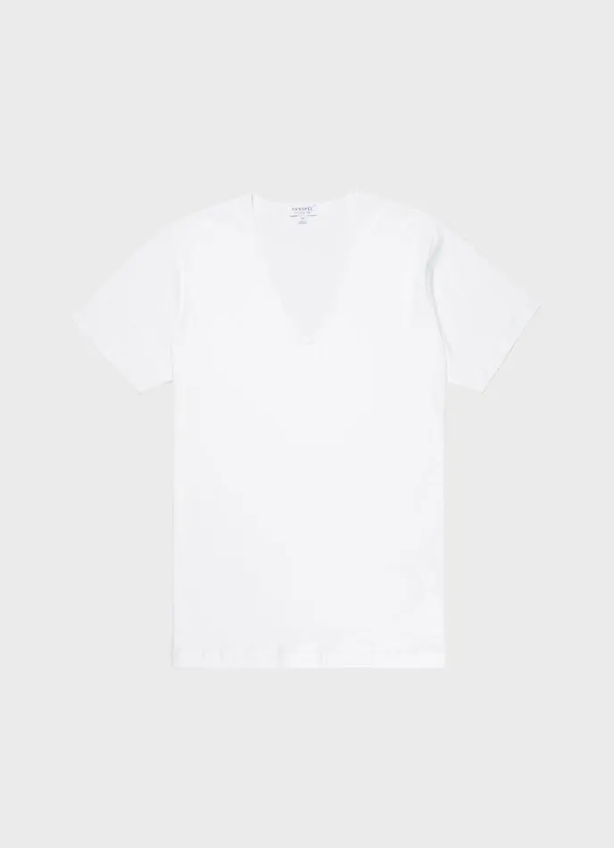 Superfine Cotton Underwear VNeck Tshirt White Men SUNSPEL Underwear Tops