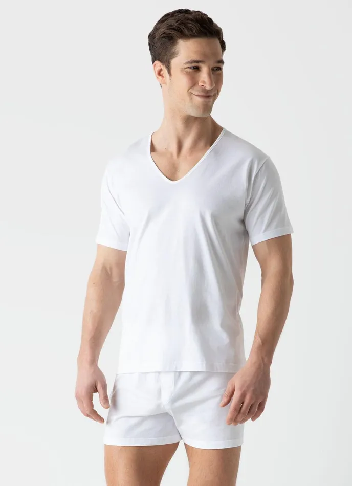 Superfine Cotton Underwear VNeck Tshirt White Men SUNSPEL Underwear Tops