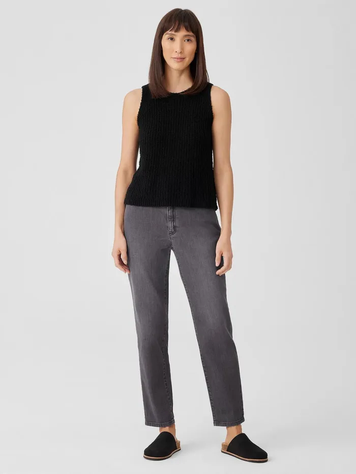Sweaters and Cardigans Women Eileen Fisher Cotton Fluff Crew Neck Top Black