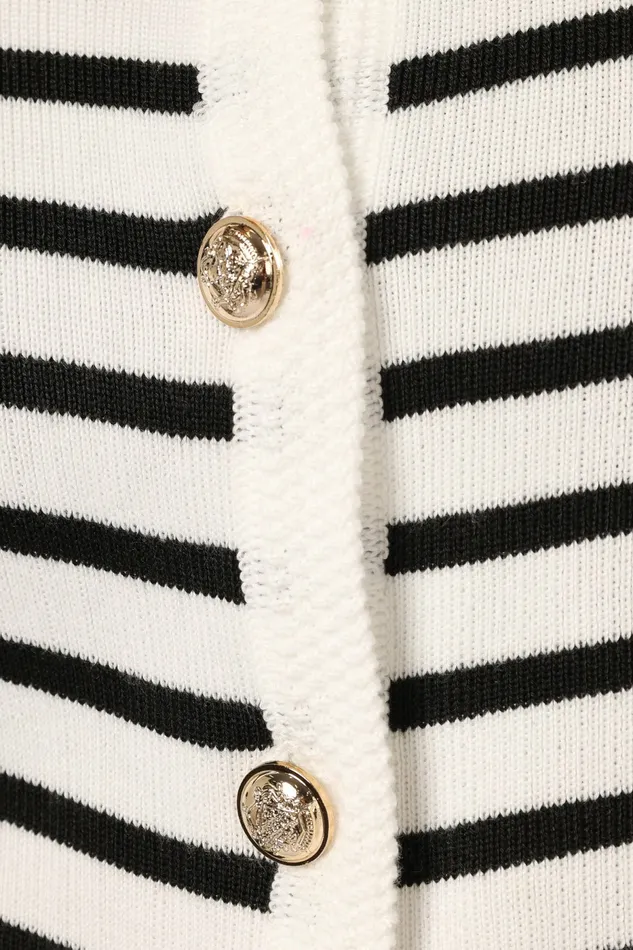 Sweaters Cynthia Striped Button Front Cardigan BlackCream Petal and Pup Women