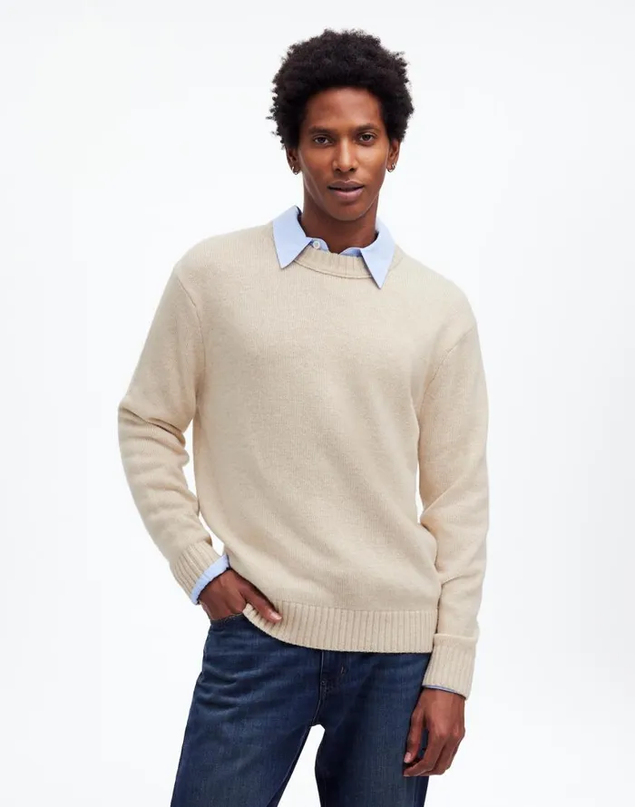 Sweaters Men Madewell Crewneck Sweater In SoftWool Heather Cream