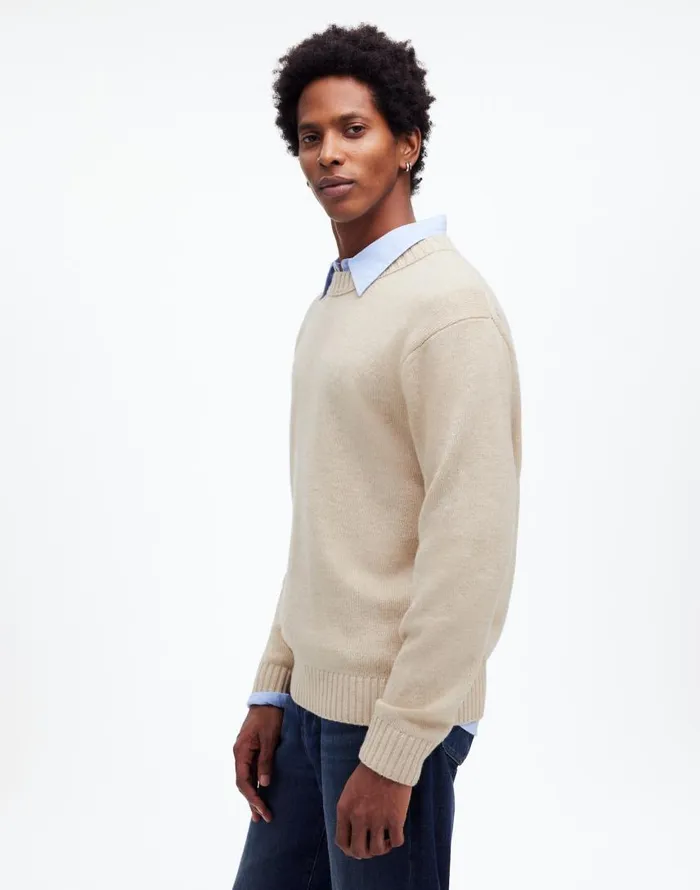 Sweaters Men Madewell Crewneck Sweater In SoftWool Heather Cream