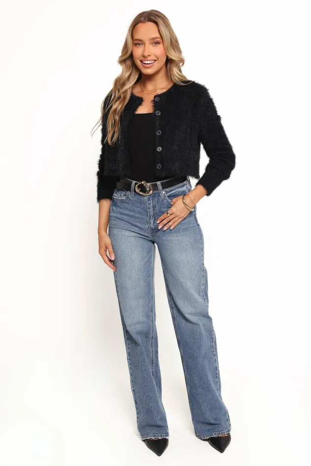 Sweaters Petal and Pup Women Tavan Crop Button Front Cardigan Black