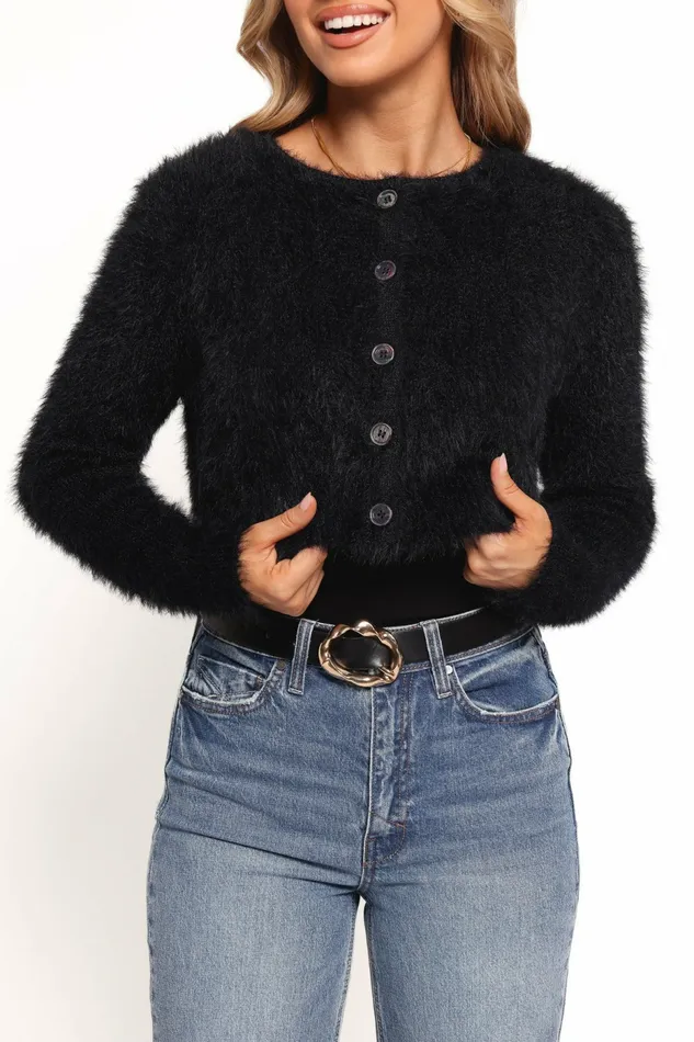 Sweaters Petal and Pup Women Tavan Crop Button Front Cardigan Black