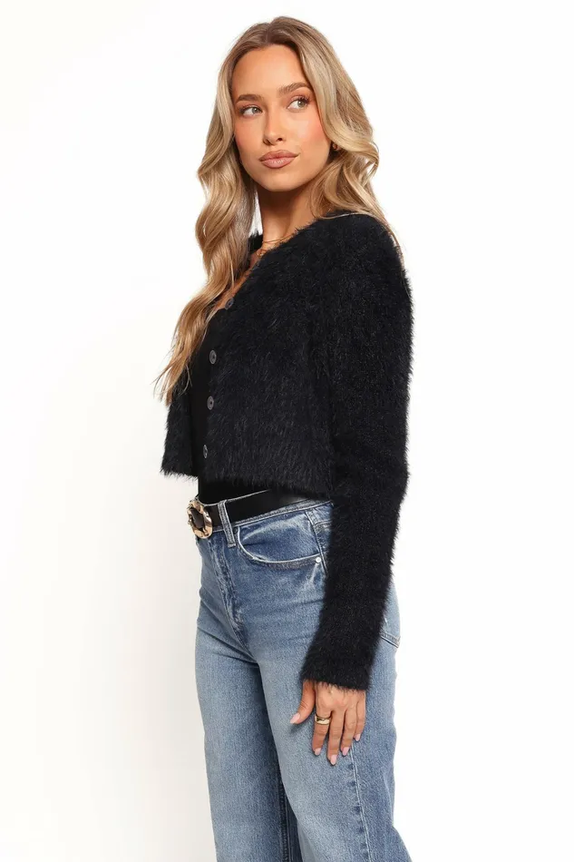 Sweaters Petal and Pup Women Tavan Crop Button Front Cardigan Black