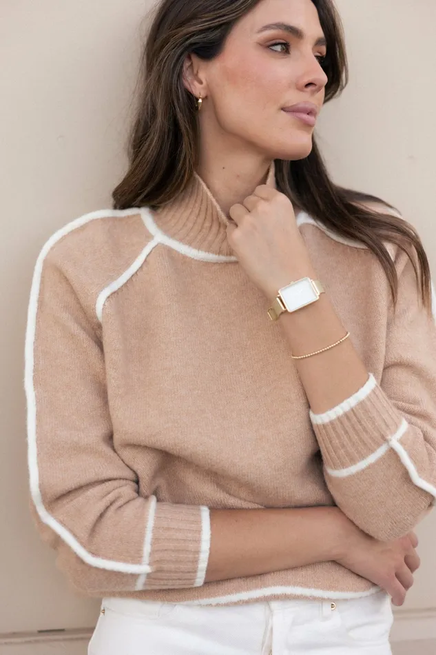 Sweaters Rylee Contrast Hem Knit Sweater Camel Petal and Pup Women