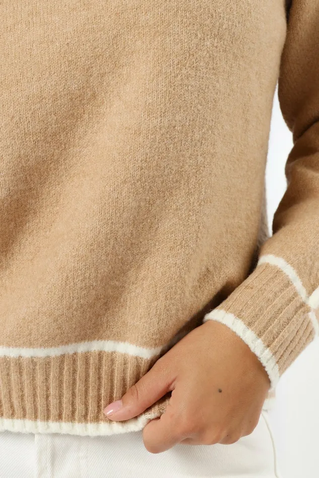 Sweaters Rylee Contrast Hem Knit Sweater Camel Petal and Pup Women