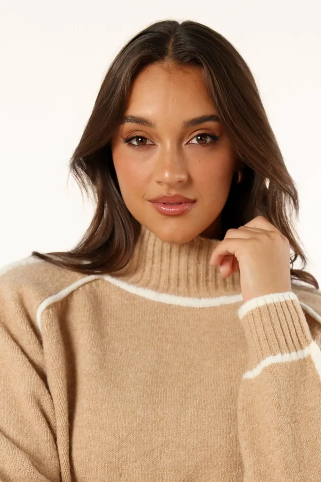 Sweaters Rylee Contrast Hem Knit Sweater Camel Petal and Pup Women