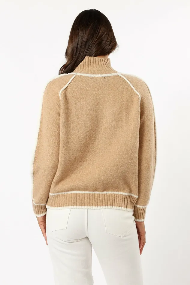 Sweaters Rylee Contrast Hem Knit Sweater Camel Petal and Pup Women