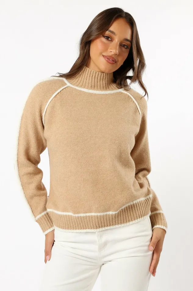 Sweaters Rylee Contrast Hem Knit Sweater Camel Petal and Pup Women