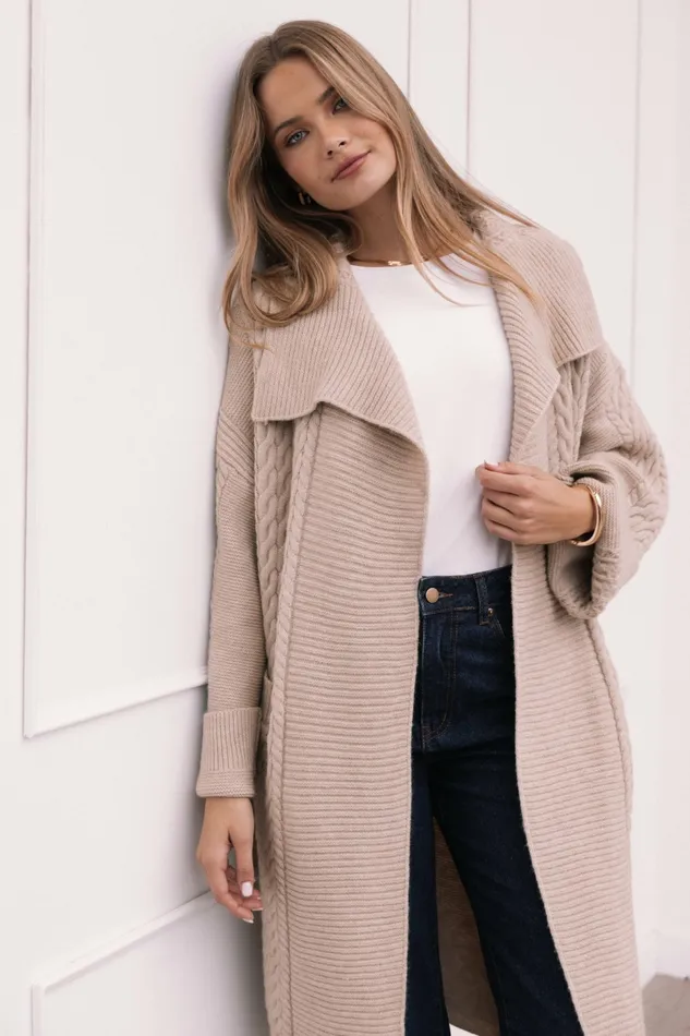 Sweaters Soma Oversized Open Front Cardigan Beige Petal and Pup Women
