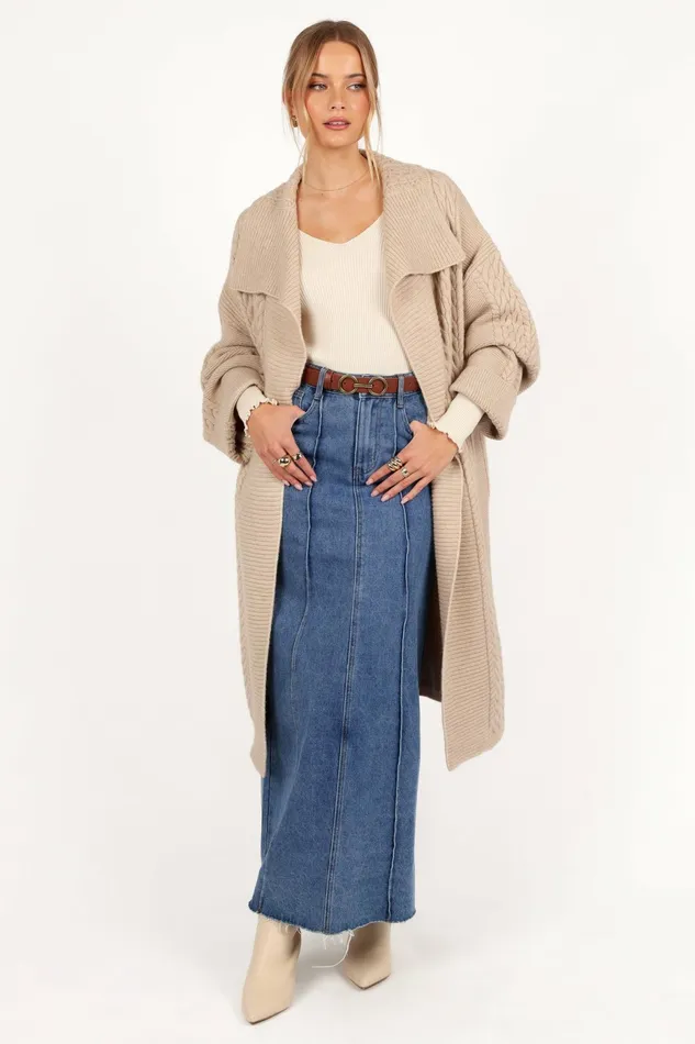 Sweaters Soma Oversized Open Front Cardigan Beige Petal and Pup Women