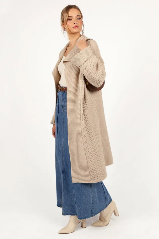 Sweaters Soma Oversized Open Front Cardigan Beige Petal and Pup Women