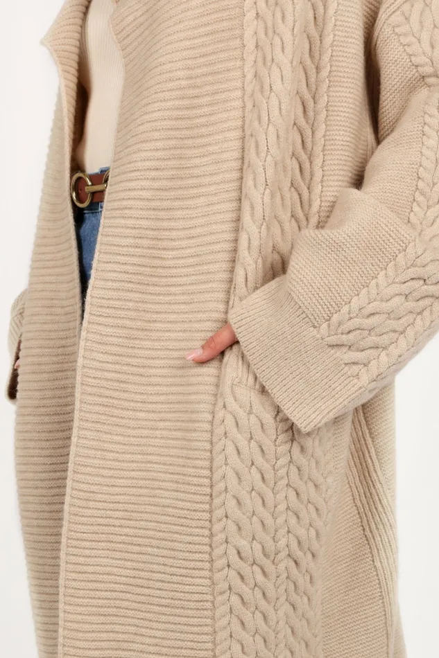 Sweaters Soma Oversized Open Front Cardigan Beige Petal and Pup Women