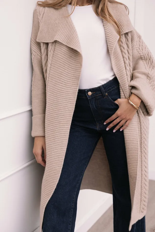 Sweaters Soma Oversized Open Front Cardigan Beige Petal and Pup Women