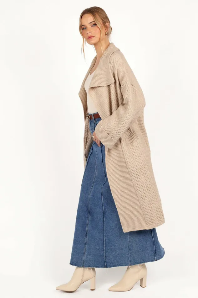 Sweaters Soma Oversized Open Front Cardigan Beige Petal and Pup Women