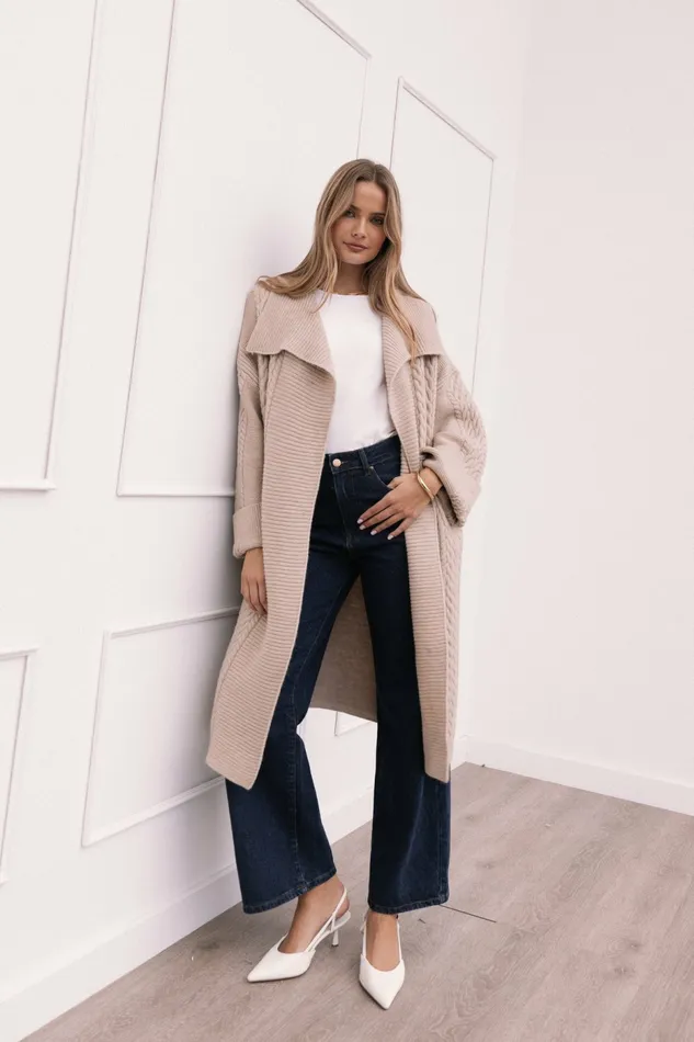 Sweaters Soma Oversized Open Front Cardigan Beige Petal and Pup Women