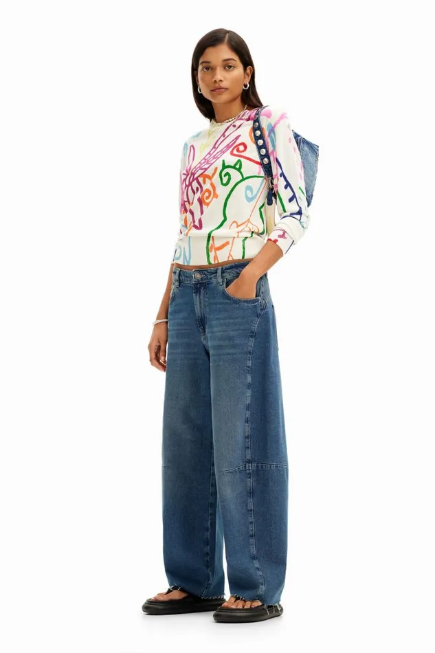 Sweaters Women Desigual Fine Knit Sweater With Patterns Materialfinishes