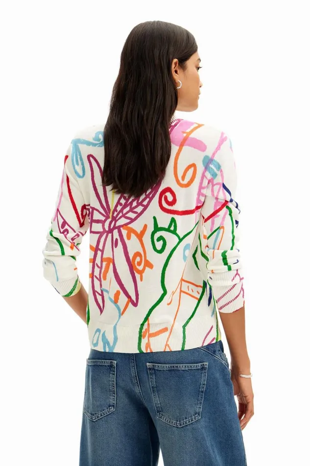 Sweaters Women Desigual Fine Knit Sweater With Patterns Materialfinishes