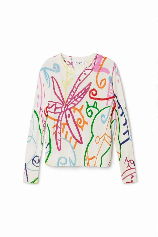 Sweaters Women Desigual Fine Knit Sweater With Patterns Materialfinishes