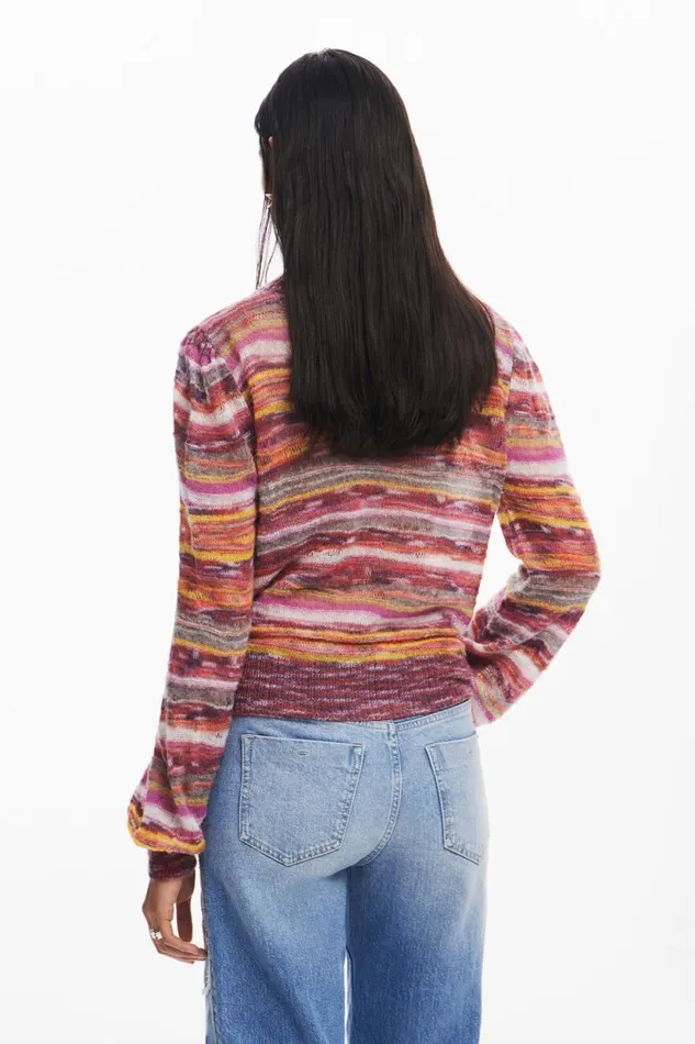 Sweaters Women Desigual Striped Sweater Red