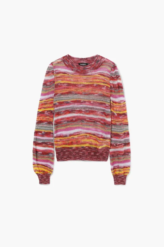 Sweaters Women Desigual Striped Sweater Red