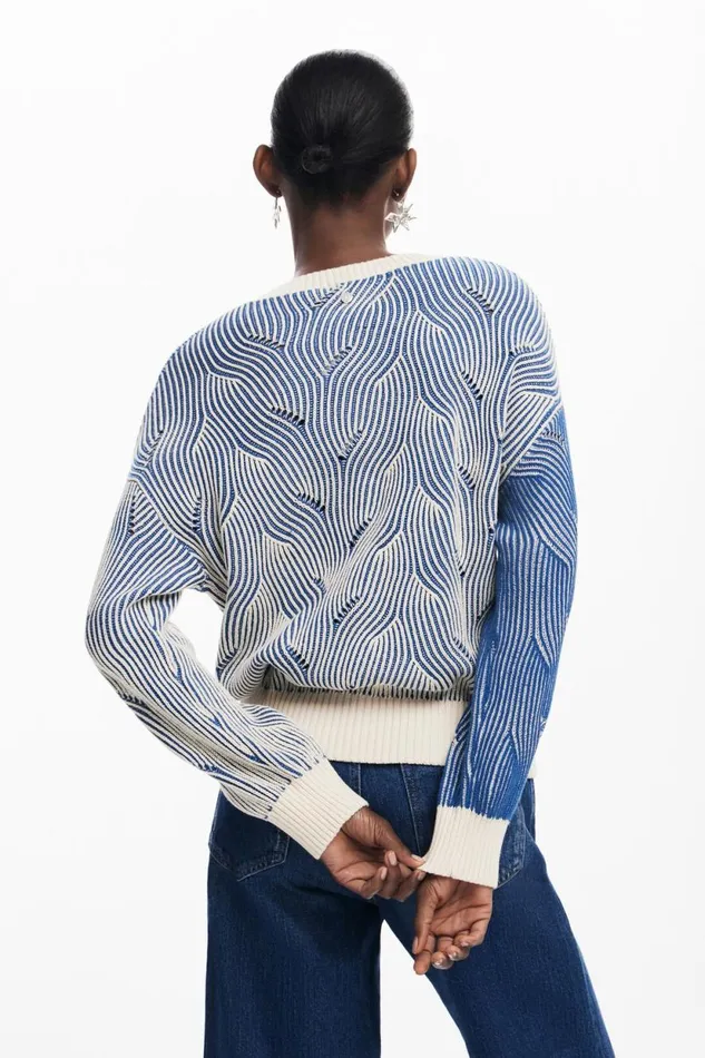 Sweaters Women Desigual Twotone Knit Sweater Blue
