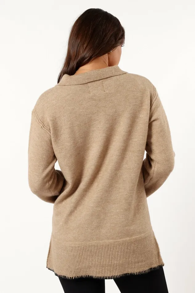 Sweaters Women Elise Contrast Hem Knit Sweater Taupe Petal and Pup Sweaters Women Elise Contrast Hem Knit Sweater Taupe Petal and Pup