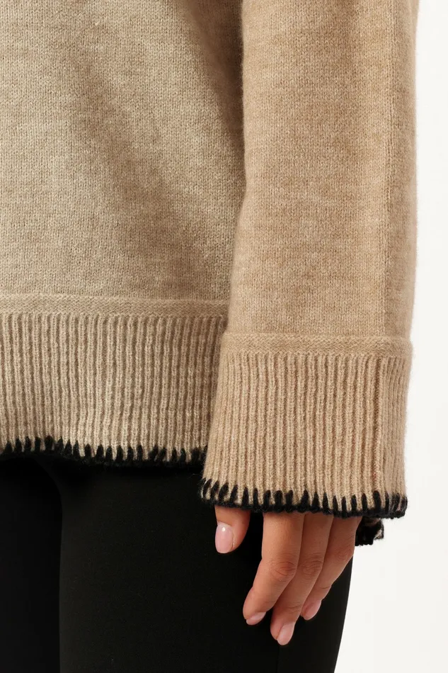 Sweaters Women Elise Contrast Hem Knit Sweater Taupe Petal and Pup Sweaters Women Elise Contrast Hem Knit Sweater Taupe Petal and Pup