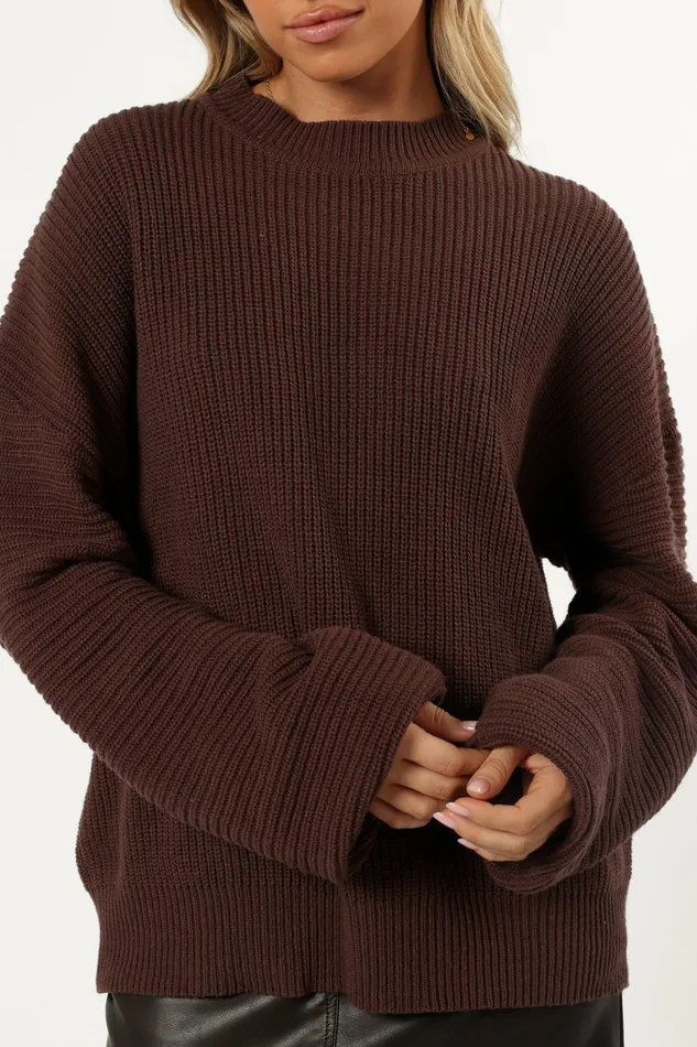 Sweaters Women Katty Knit Sweater Chocolate Brown Petal and Pup