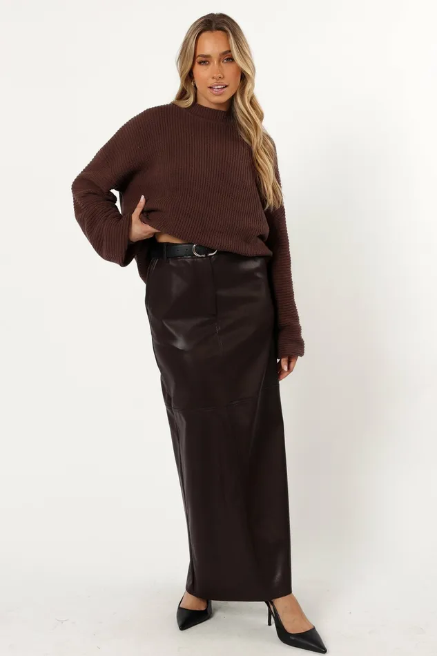 Sweaters Women Katty Knit Sweater Chocolate Brown Petal and Pup