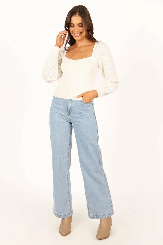 Sweaters Women Madalyn Knit Sweater White Petal and Pup