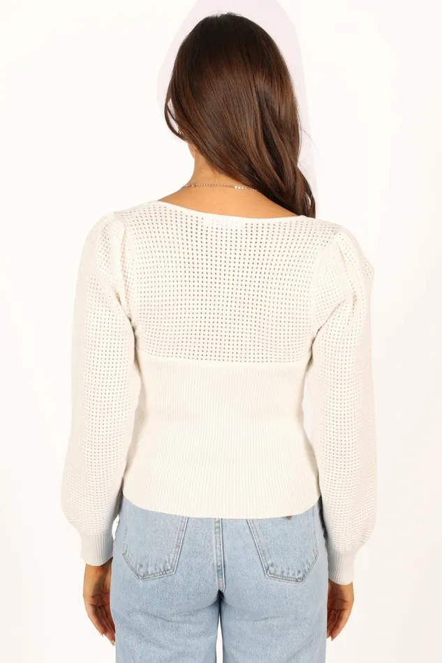 Sweaters Women Madalyn Knit Sweater White Petal and Pup