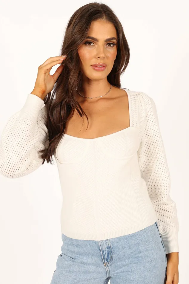 Sweaters Women Madalyn Knit Sweater White Petal and Pup
